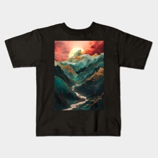 Abstract Mountain Sunset Kids T-Shirt